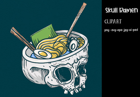 A Ramen Cup Skull Design Asset for Creative Graphics & Projects