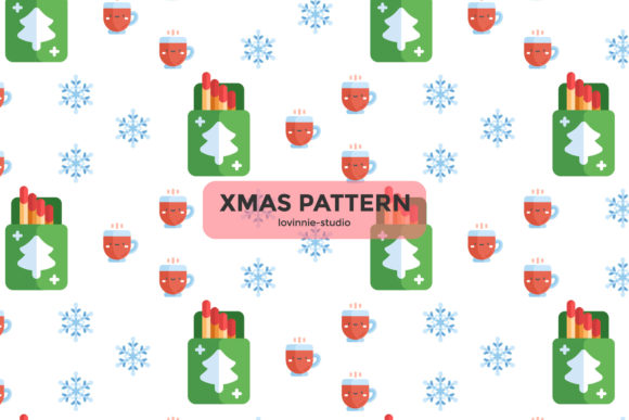 Christmas Pattern Matches Cup Snowflake: A Review for Graphics and Patterns